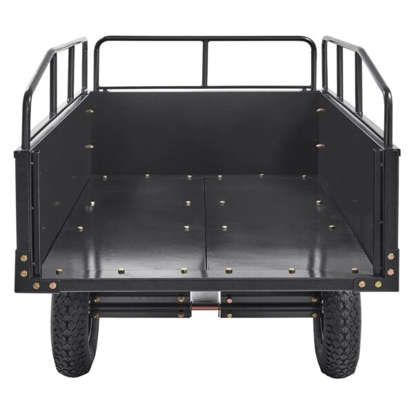 583080DF-9556-278E-EBB1-AE26FB5D3C01 VEVOR Heavy Duty ATV Trailer Steel Dump Cart, 750-Pound 15 Cubic Feet, Garden Utility Trailer with Removable Sides for Riding L - MadeInUSA