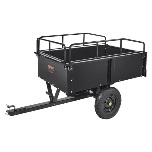 VEVOR ATV Trailer Heavy Duty Steel Dump Cart Tow Behind, 750 lbs 15 Cubic Feet, Garden Utility Trailer Yard Trailers with Removable Sides for Riding - MadeInUSA