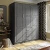 100% Solid Wood Cosmo 3-Door Wardrobe with Raised Panel Doors, Gray - Palace Imports 7115D - MadeInUSA