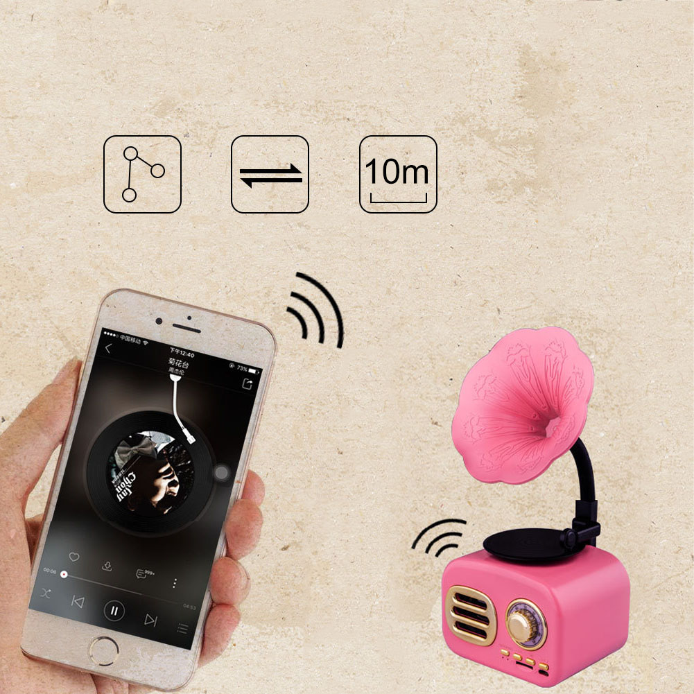 Portable Bluetooth Speaker - Retro Phonograph Design