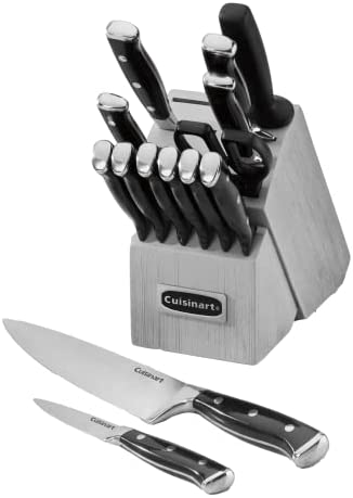 Cuisinart C77WTR-15P Classic Forged Triple Rivet, 15-Piece Knife Set, White