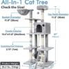 rabbitgoo Cat Tree Cat Tower 61" for Indoor Cats, Multi-Level Cat Condo with Hammock & Scratching Posts for Kittens