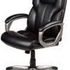 Executive Home Office Desk Chair with Padded Armrests- Black/Silver