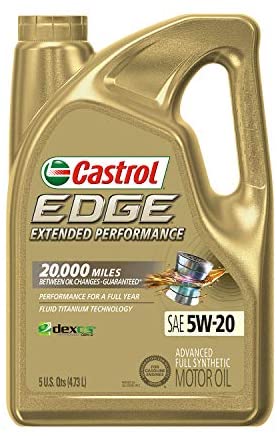 Castrol 60014 Edge 5W-20 Advanced Full Synthetic Motor Oil, 6 Gallon Enviro-Pack