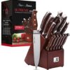 19-Piece Premium Kitchen Knife Set With Wooden Block | Master Maison German Stainless Steel Cutlery With Knife Sharpener & 8 Steak Knives
