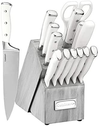 Cuisinart C77WTR-15P Classic Forged Triple Rivet, 15-Piece Knife Set, White