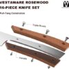 Vestaware Knife Set, 16-Piece Chef Knife Set with Knife Sharpener, Stainless Steel Kitchen Knives Set with Wooden Block, 6 Steak Knives and Bonus Scissors