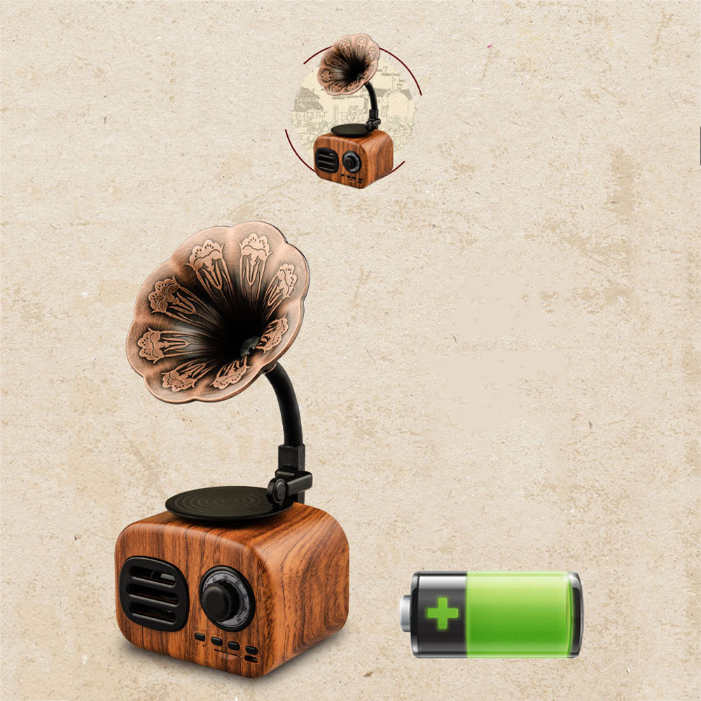 Portable Bluetooth Speaker - Retro Phonograph Design