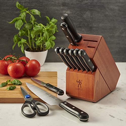 HENCKELS Solution 12-pc Knife Set with Block, Chef Knife, Paring Knife, Steak Knife Set, Grey, Stainless Steel