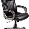 Executive Home Office Desk Chair with Padded Armrests- Black/Silver