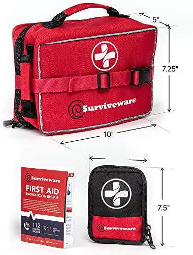 Surviveware Comprehensive Premium First Aid Kit Emergency Medical Kit for Trucks, Cars, Camping, Office and Sports and Outdoor Emergencies - Large 200 Piece Set