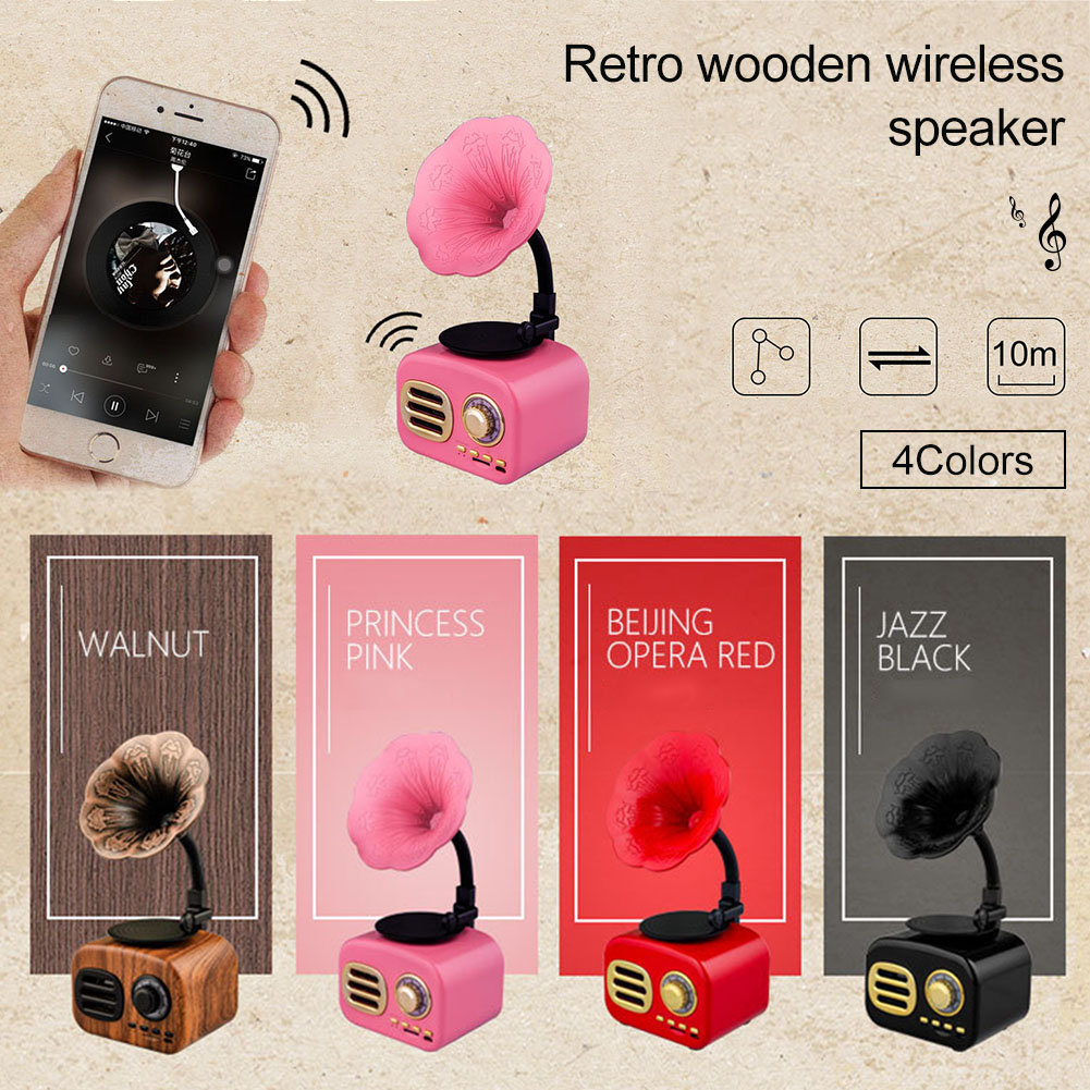 Portable Bluetooth Speaker - Retro Phonograph Design