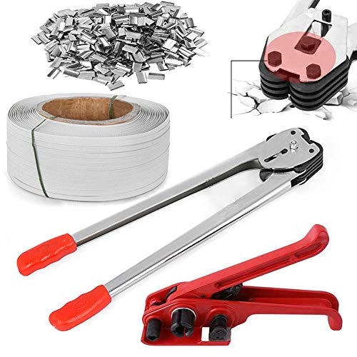 uyoyous Packaging Strapping Banding Kit 1/2" x 3937' Heavy Duty PET/PP Poly Pallet Strapping Kit Steel Manual Banding Tool Set Includes Tensioner Tool, Sealer Tool, Coils