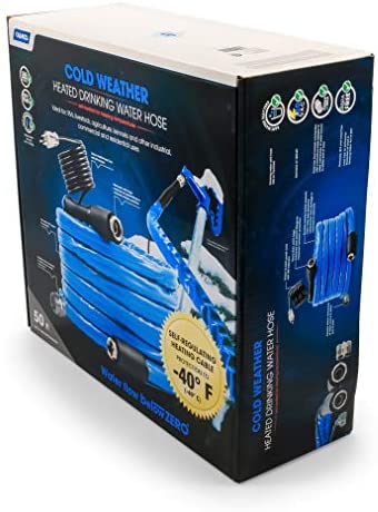 Camco 22912 50 Feet Taste Pure Heated Drinking Water Hose with Thermostat - Lead Free