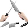 Kitchen Damascus Knife Set, 9-Piece Kitchen Knife Set with Block, ABS Ergonomic Handle for Chef Knife Set, Knife Sharpener and Kitchen Shears, Beechwood Block