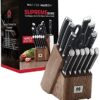 19-Piece Premium Kitchen Knife Set With Wooden Block | Master Maison German Stainless Steel Cutlery With Knife Sharpener & 8 Steak Knives