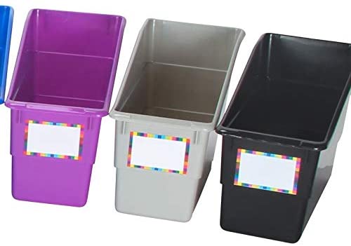 Really Good Stuff Rainbow Name Labels Durable Book and Binder Holders (Set of 12)