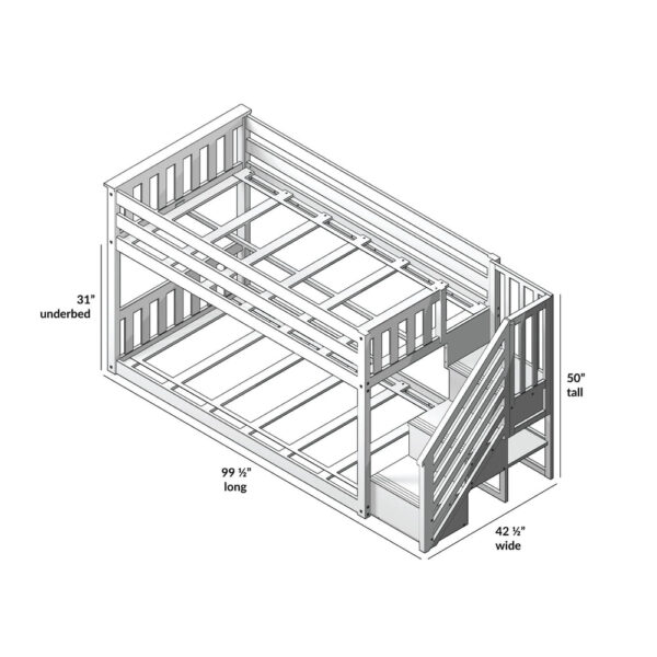 8dc5143a1ebb1de5dd8c806f5de8c800 Max and Lily Twin Over Twin Low Bunk Bed with Staircase - Pecan - MadeInUSA