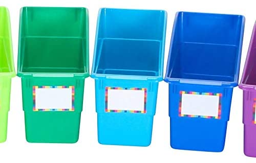 Really Good Stuff Rainbow Name Labels Durable Book and Binder Holders (Set of 12)