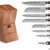 Yatoshi 7 Knife Block Set - Pro Kitchen Knife Set Ultra Sharp High Carbon Stainless Steel with Ergonomic Handle