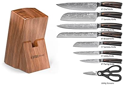 Yatoshi 7 Knife Block Set - Pro Kitchen Knife Set Ultra Sharp High Carbon Stainless Steel with Ergonomic Handle