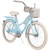 Huffy 24 in. Girls nel Lusso Women's Classic Beach Cruiser Bike, Light Blue - MadeInUSA