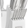 Cuisinart C77SS-15PK 15-Piece Stainless Steel Hollow Handle Block Set, Glossy White