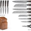 Yatoshi 7 Knife Block Set - Pro Kitchen Knife Set Ultra Sharp High Carbon Stainless Steel with Ergonomic Handle