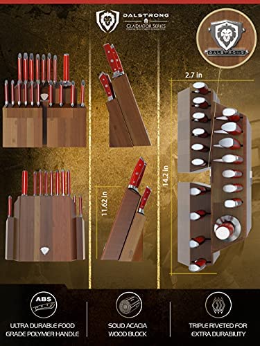 DALSTRONG Knife Block Set - 5 Piece - Gladiator Series - with Modular, Multi-Level Block - German HC Stainless Steel - Premium ABS Polymer Handles - NSF Certified
