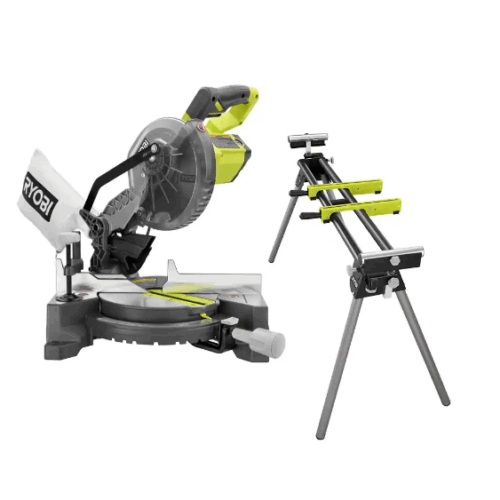 RYOBI Miter Saw TS1144A18MS01G 9 Amp 714 in. Compound Miter Saw with Universal QUICKSTAND - MadeInUSA
