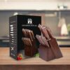 Vestaware Knife Set, 16-Piece Chef Knife Set with Knife Sharpener, Stainless Steel Kitchen Knives Set with Wooden Block, 6 Steak Knives and Bonus Scissors