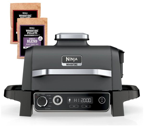 A55A8F13-4CDD-E0D2-FFDF-516C9F95A03C Ninja 7-in-1 Woodfire Electric Outdoor Grill &Air Fryer Grill ,Grey - MadeInUSA