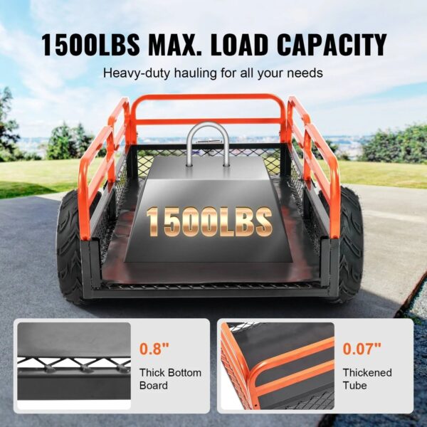 BAA3271B-1839-4310-FB50-01BCDDF21AD6 VEVOR Heavy Duty ATV Trailer Steel Dump Cart, 750-Pound 15 Cubic Feet, Garden Utility Trailer with Removable Sides for Riding L - MadeInUSA