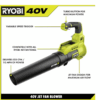 RYOBI RY40451BL 40V Cordless 110 MPH 525 CFM Cordless Leaf Blower and Cordless Leaf VacuumMulcher w 2 Batteries and 2 Chargers - MadeInUSA
