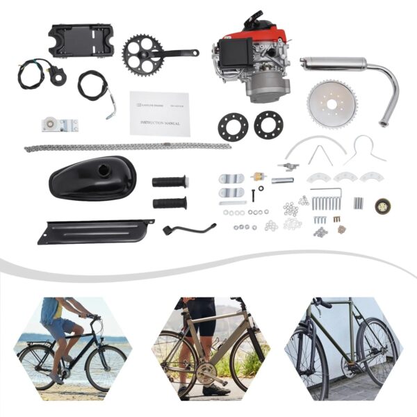 CDCD9AB9-F1B6-0C59-22EE-CE5AFA6B4B34 Anqidi Full Set 4-Stroke 53CC Bicycle Engine Kit Gas Motorized Bike Electric Bicycle Engine Motor Complete Kit Gasoline Powered Engine TCI Ignition 1.5KW 6800Rpm - MadeInUSA