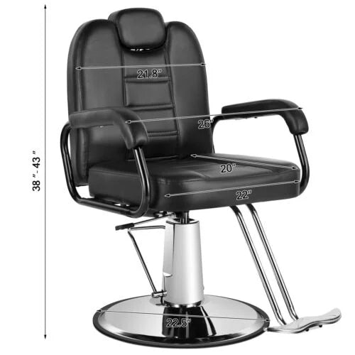 EE4B5E73-F397-27BC-DFF4-C583FECC7C57 Artist hand Black 360°Barber Chair Heavy Duty Hydraulic Reclining Salon Shampoo Beauty Hair Styling Equipment - MadeInUSA