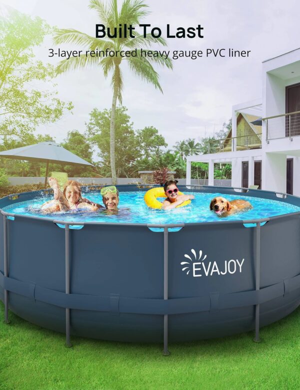 Evajoy 16ft x 48in Metal Frame Swimming Pool Set, Round Above Ground Pool Set with 2000 GPH Sand Filter Pump, Pool Ladder, Ground Cloth, Pool Cover - MadeInUSA