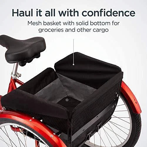 Schwinn Meridian Deluxe Adult Tricycle Bike, Three Wheel Cruiser, 26-inch Wheels, Low Step-Through Aluminum Frame, Adjustable Handlebars, Large - MadeInUSA