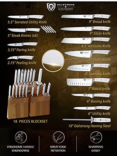 DALSTRONG Knife Block Set - 5 Piece - Gladiator Series - with Modular, Multi-Level Block - German HC Stainless Steel - Premium ABS Polymer Handles - NSF Certified