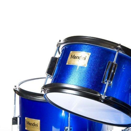 Mendini By Cecilio Drum Set For Kids/Junior – 16-Inch, 5-Piece, Blue Metallic – Starter Drums Kit w/Adjustable Throne, Cymbal, Pedal & Drumsticks – MJDS-5-BL