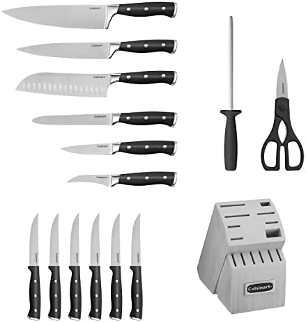 Cuisinart C77WTR-15P Classic Forged Triple Rivet, 15-Piece Knife Set, White