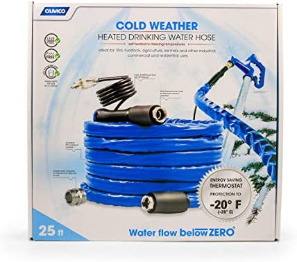 Camco 22912 50 Feet Taste Pure Heated Drinking Water Hose with Thermostat - Lead Free