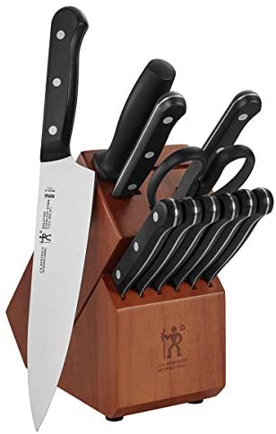 HENCKELS Solution 12-pc Knife Set with Block, Chef Knife, Paring Knife, Steak Knife Set, Grey, Stainless Steel