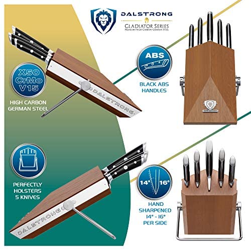 DALSTRONG Knife Block Set - 5 Piece - Gladiator Series - with Modular, Multi-Level Block - German HC Stainless Steel - Premium ABS Polymer Handles - NSF Certified