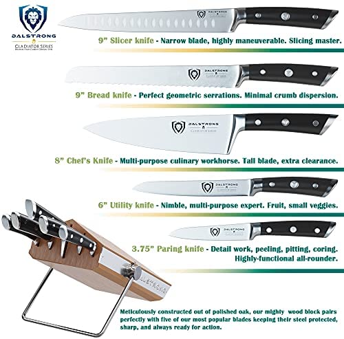 DALSTRONG Knife Block Set - 5 Piece - Gladiator Series - with Modular, Multi-Level Block - German HC Stainless Steel - Premium ABS Polymer Handles - NSF Certified