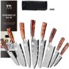 XYJ Stainless Steel Kitchen Knives Set 8 Piece Chef Knife Set with Carry Case Bag & Sheath Well Balance Ergonomic Handle