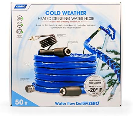 Camco 22912 50 Feet Taste Pure Heated Drinking Water Hose with Thermostat - Lead Free