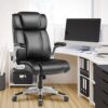 Executive Office Desk Chair with Flip-up Armrests, Executive Chair PU Leather Swivel Task Chair with Lumbar Support