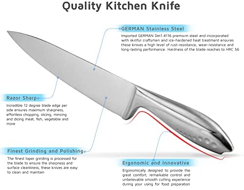 WELLSTAR Rainbow Knife Set 14 Pieces, Iridescent German Stainless Steel Kitchen Knives Set with Wooden Block, Colorful Titanium Coating, Chef’s Knife Block Set with Scissors and Built-in Sharpener