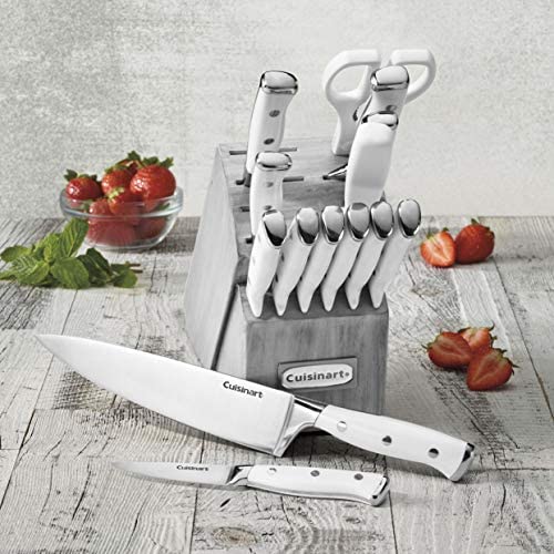 Cuisinart C77WTR-15P Classic Forged Triple Rivet, 15-Piece Knife Set, White